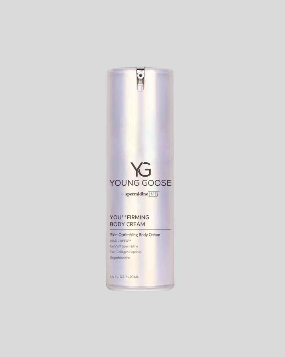 Young Goose YOUTH FIRMING Body Cream bottle on a light gray background