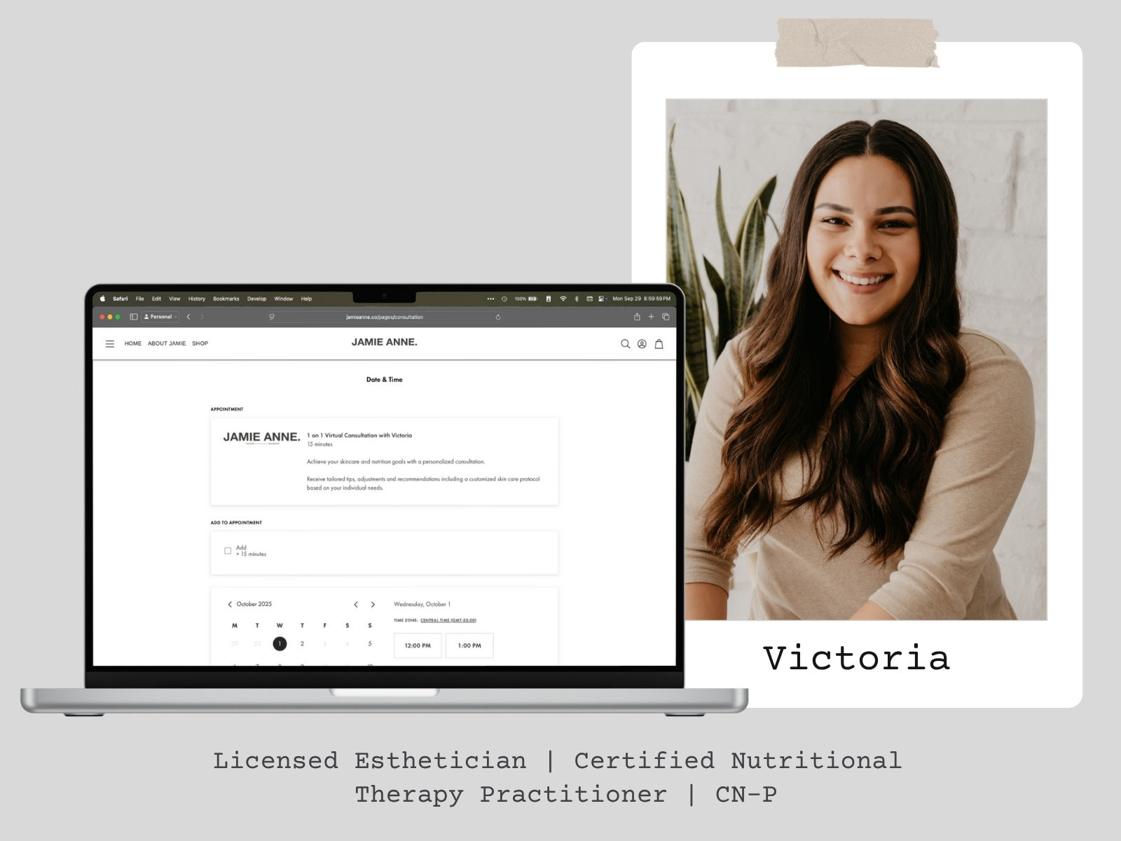 Book a virtual consultation with Victoria on desktop