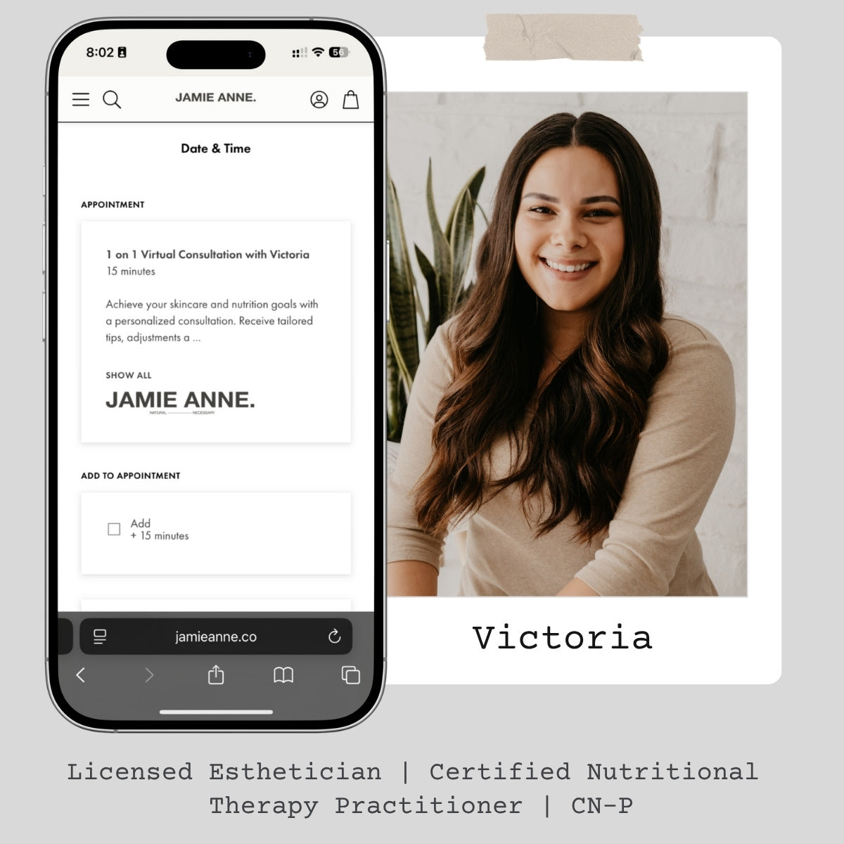 Book a virtual consultation with Victoria on mobile