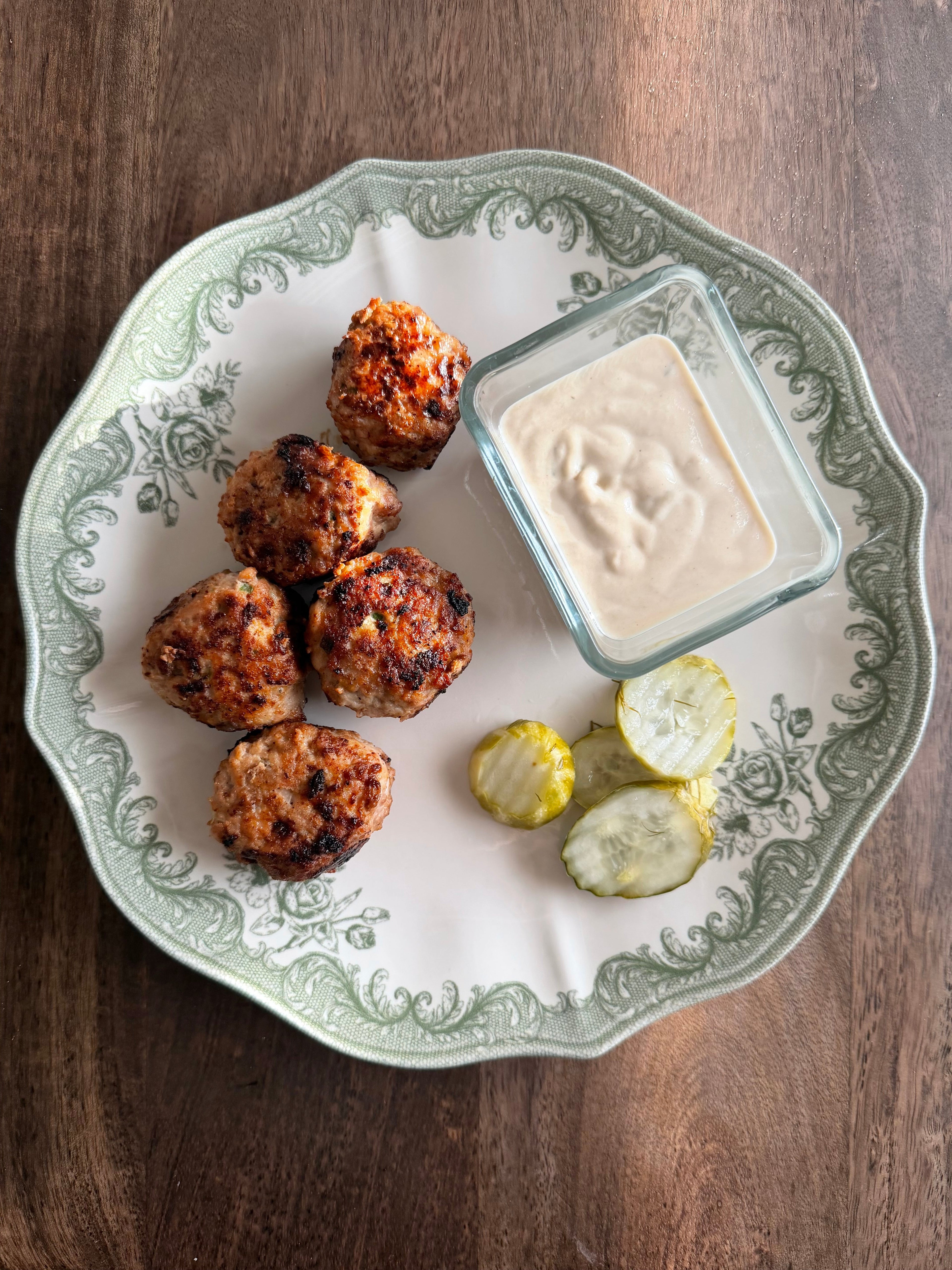 Turkey Meatballs with Pickle Tahini Sauce