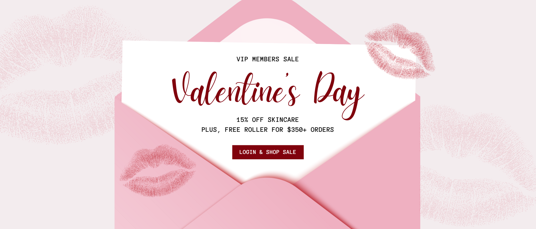 Valentine's Day Sale: 15% off skincare plus free roller for $350+ orders
