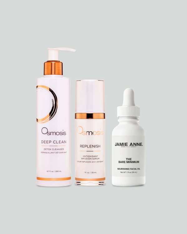 Beginner Routine Skincare Set by JAMIE ANNE with Deep Clean Detox Cleanser, Replenish Antioxidant Serum, and The Bare Minimum Nourishing Facial Oil